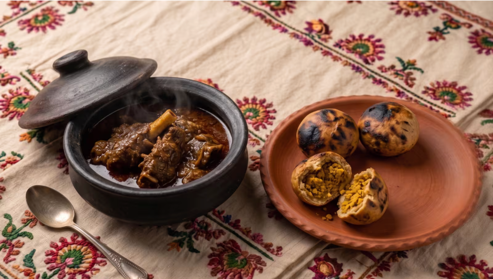 Litti & Champaran Mutton Curry [2 Littis & 2 Mutton Pieces]