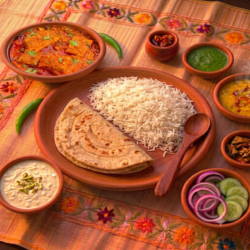 Pahuna Besan Sabji Thali